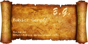 Babicz Gergő névjegykártya